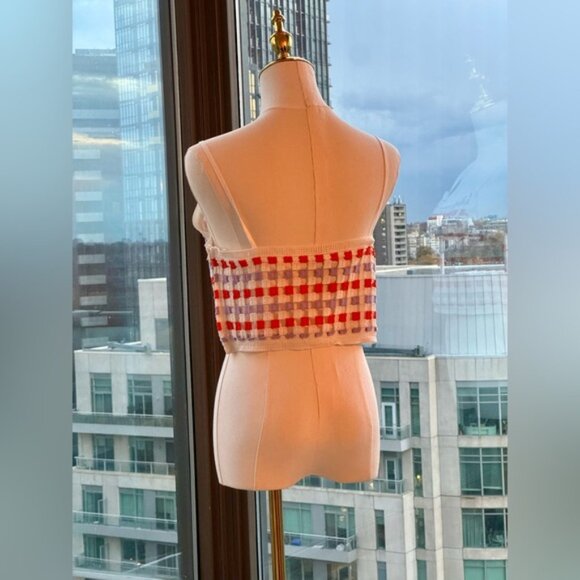 🆕 FARM Rio 🧿 NWOT Patchwork Checkerboard Crochet Crop Top - Sz M - Picture 7 of 13
